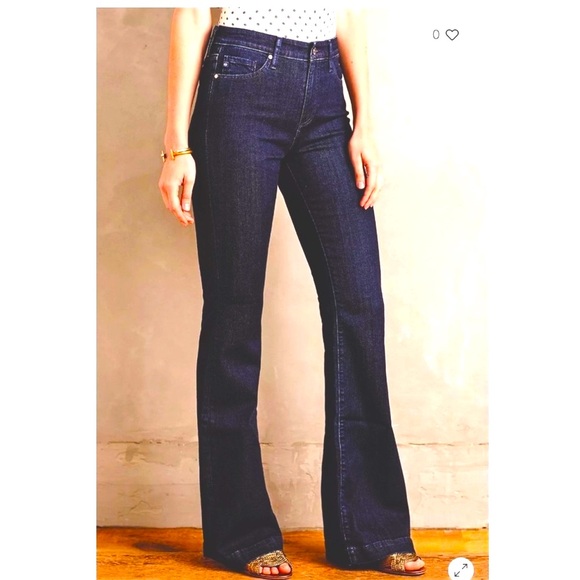 AG Adriano Goldschmied The Janis High-Rise Flare Jeans Medium Wash Blue Size 32R - Picture 1 of 11